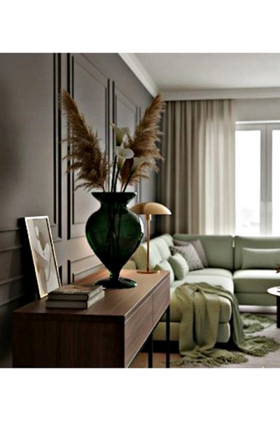 DECOSTYLE Renkli Optikli Yeşil Dekoratif Vazo – Modern Şık Salon & Masa Vitrin Aksesuarı – 1 Parça