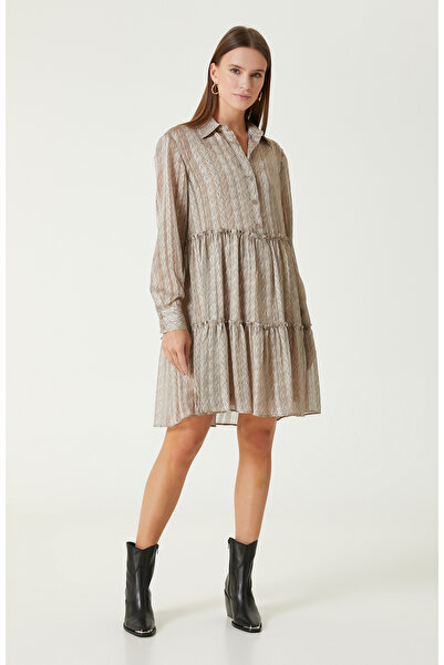 Network Bej Midi Elbise