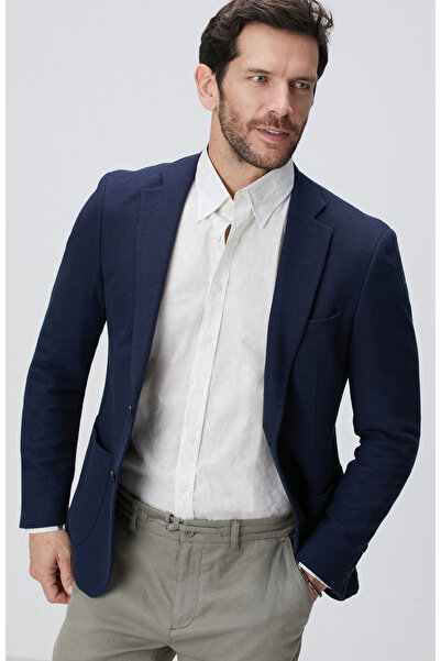 Network Lacivert Keten Karışımlı Ceket