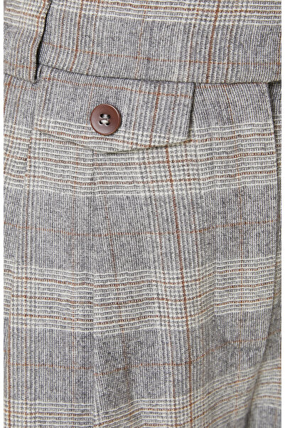 Network Gri Yün Karışımlı Desenli Pantolon