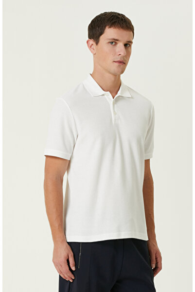 Network Kırık Beyaz Polo Yaka Jakarlı Tshirt