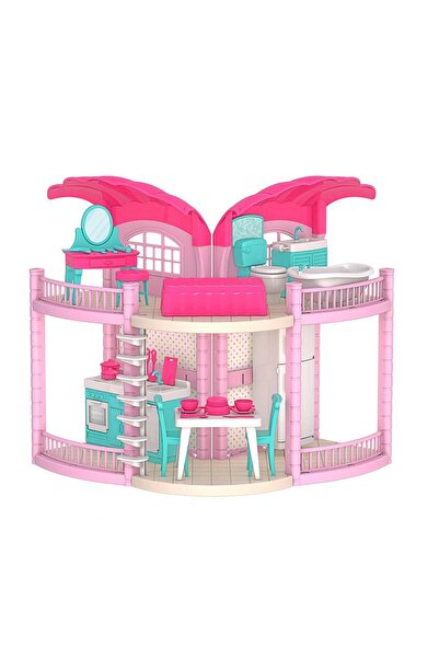 hak-iş oyuncak Dede Bella 2 Katlı Pembe Oyuncak Kumsal Ev Seti