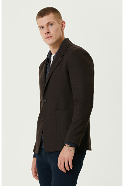 Network Kahverengi Yün Karışımlı Örme Ceket