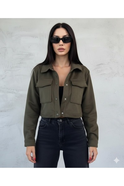 salome butik CROP CEPLİ SUET CEKET