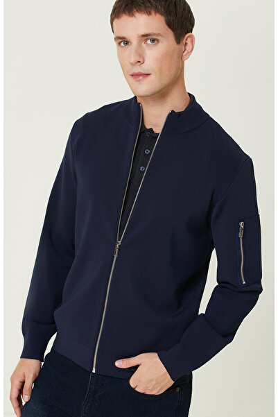 Network Lacivert Fermuarlı Triko Mont