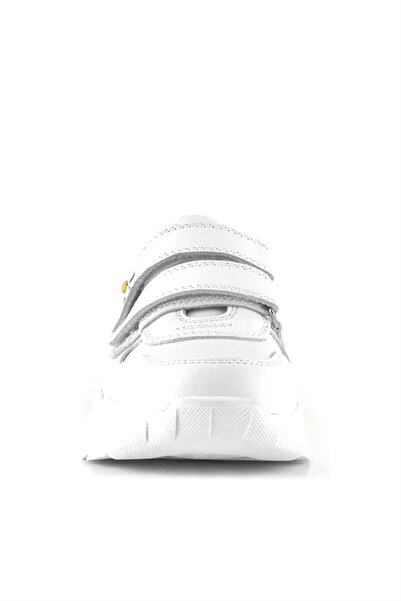 Rakerplus Genuine Leather White Daisy Detailed Girls' Casual Shoes