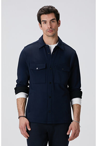 Network N-Tech Lacivert Diyagonal Dış Gömlek