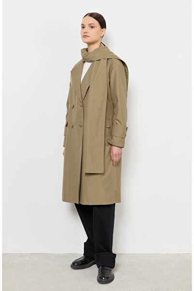 Fatma Atasoy Oversize Haki Atkılı Trençkot