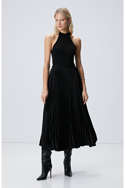 Network Siyah Piliseli Uzun Etek