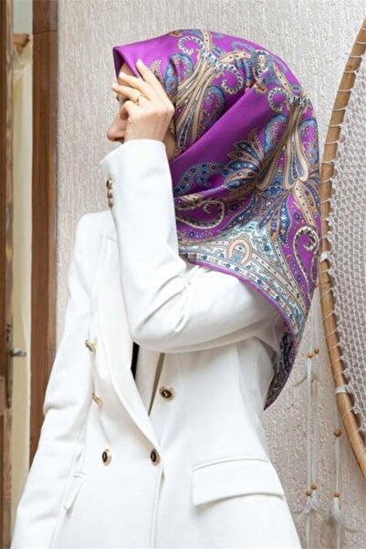 Vissona 100% туилови копринен шал с фуксия цвят и шарка 90x90 Шал Начин на из...