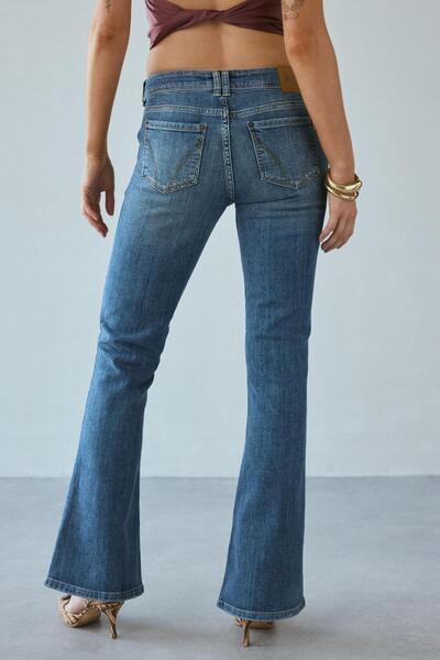 september island Vintage Moonlight Navy Blue Color Low Waist Flare Jeans