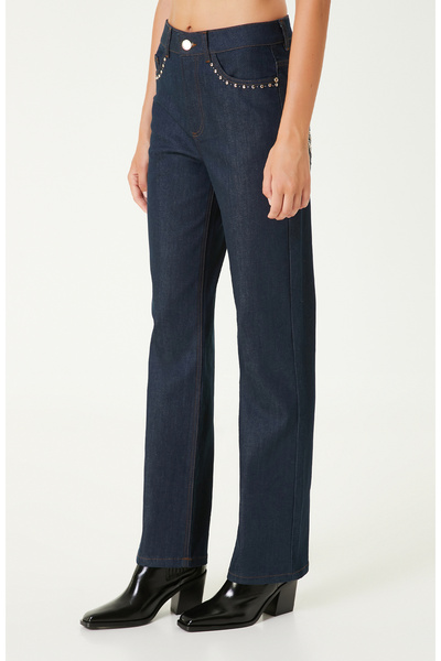 Network Koyu Indigo Mavi Trok Detaylı Denim Pantolon