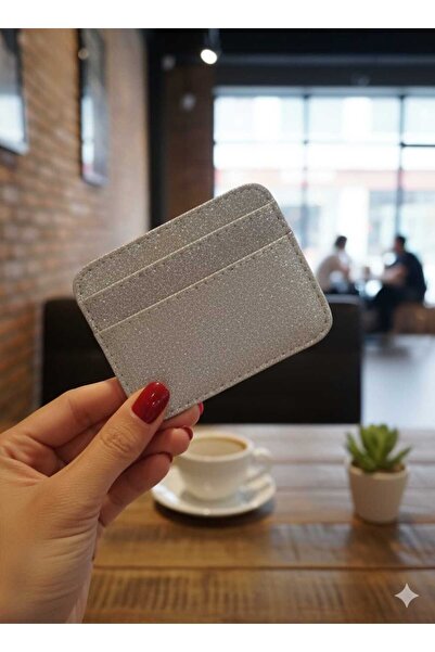 mlio Silvery Silver Card Holder Imported Leather Card Holder