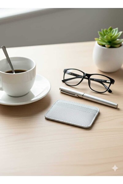 mlio Silvery Silver Card Holder Imported Leather Card Holder