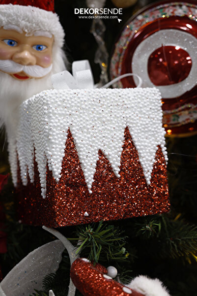 Dekorsende Christmas Ornament Zigzag Gift Box Red 12 cm