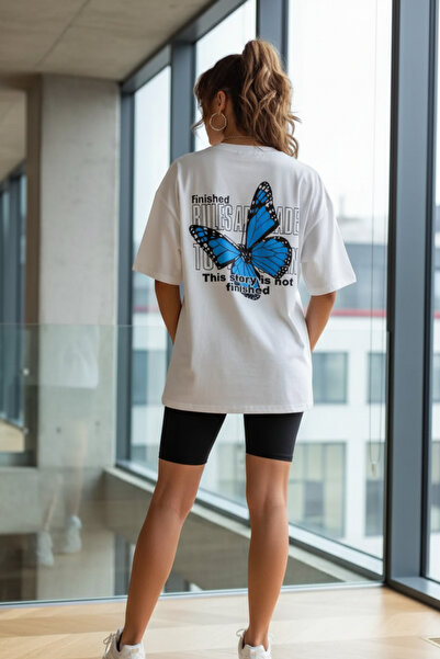 UNCİA OUTDOORS TRICOU BASIC UNISEX OVERSIZE CU IMPRIMEU FLUTURI ALBASTRU MALK...