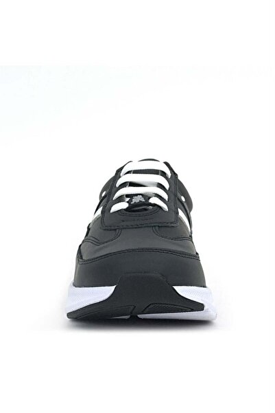 Rakerplus Genuine Leather Black and White Metal Detailed Lace up Girls' Sports Shoes