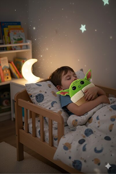 Pufline Baby Yoda Ekru (Beyaz) Peluş Oyuncak Uyku Arkadaşı (40 CM)