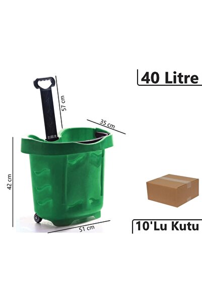 Marketix Tekerlekli Plastik Market Alışveriş El Sepeti 40 Litre Yeşil 10'lu Koli