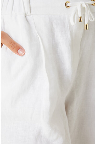 Network Beyaz Keten Pantolon