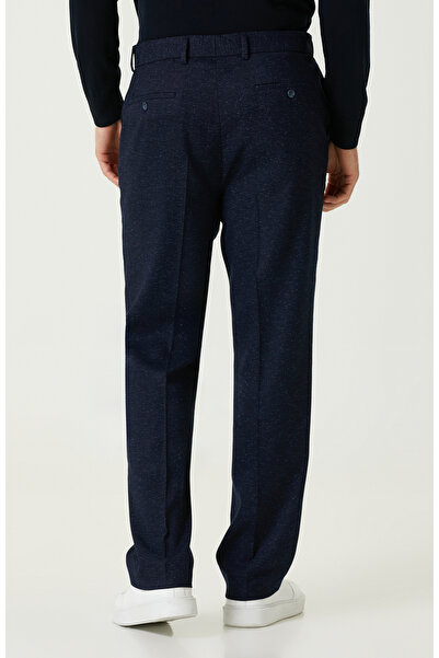 Network Lacivert Keten Karışımlı Jakarlı Pantolon