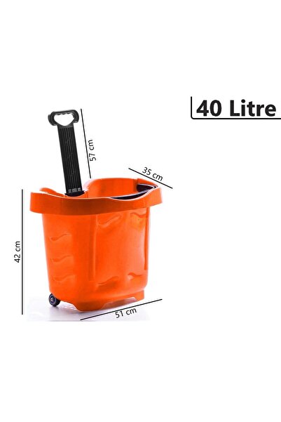 Marketix Tekerlekli Plastik Market Alışveriş El Sepeti 40 Litre Turuncu