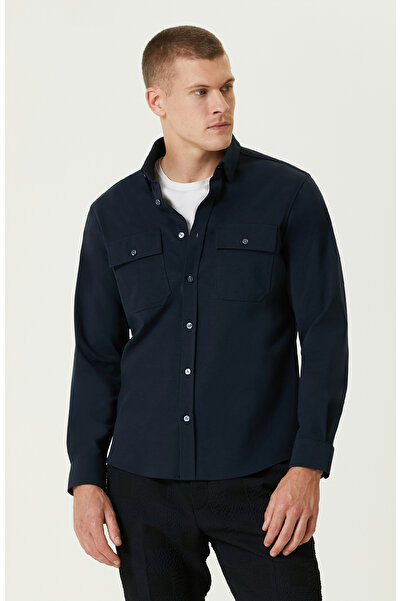 Network Lacivert Çift Cepli Gömlek