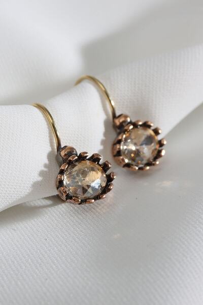 Süspüs Accessories Oval Bal Rengi Taşlı Otantik Küpe