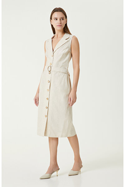 Network Bej Kadın Keten Elbise