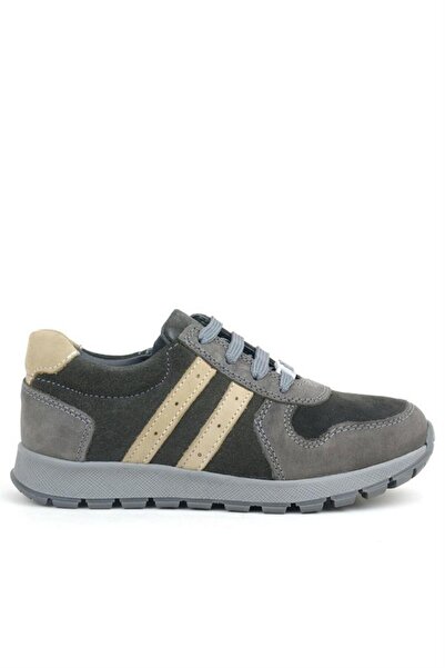Rakerplus Leather Gray Sand Color Zippered Sneakers