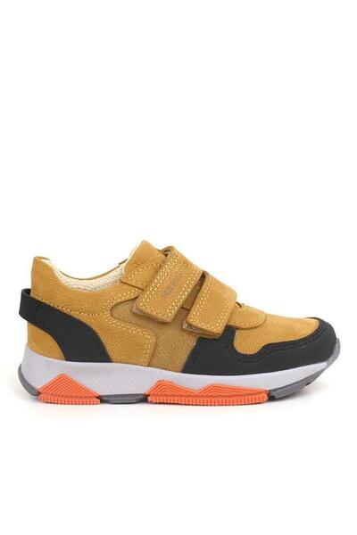 Rakerplus Genuine Leather Yellow Black Kids Sneakers Sports Shoes