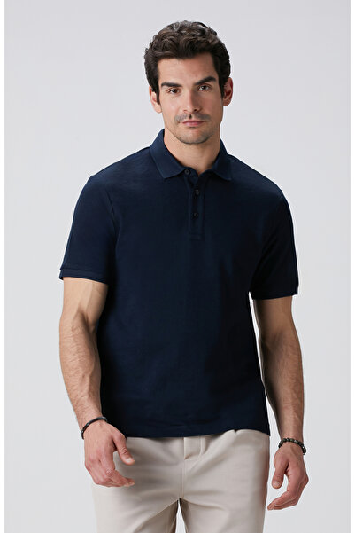 Network Lacivert Polo Yaka Jakarlı T-shirt