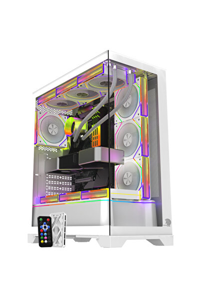 GAMELİNE ARTIST 7x ARGB Kumandalı Fan USB 3.0 E-ATX Gaming Bilgisayar Kasası Beyaz