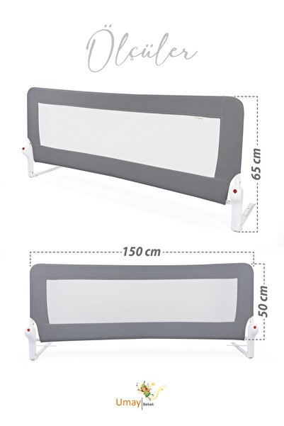 Umaybebek Umay 150Cm Yatak Bariyeri, Yatak Korkuluğu, Koruyucu - Gri