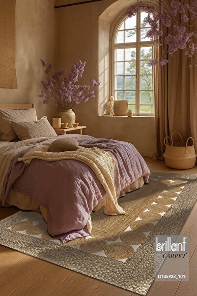 Brillant Hasır Jüt Görünümlü 3d Renkli Lateks Deri Taban Yolluk Halı