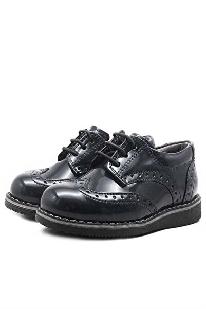 Rakerplus Hidra Black Patent Leather Rubber Laced Boys' Classic Shoes