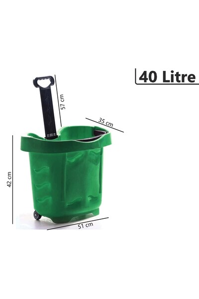 Marketix Tekerlekli Plastik Market Alışveriş El Sepeti 40 Litre Yeşil