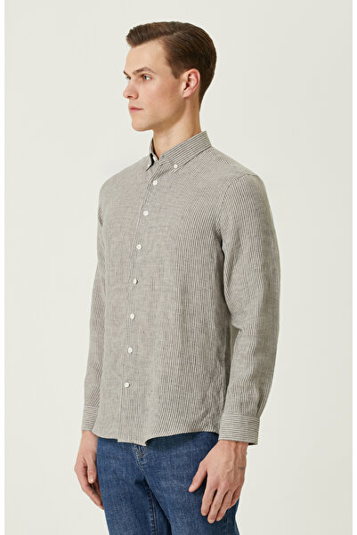 Network Bej Keten Gömlek