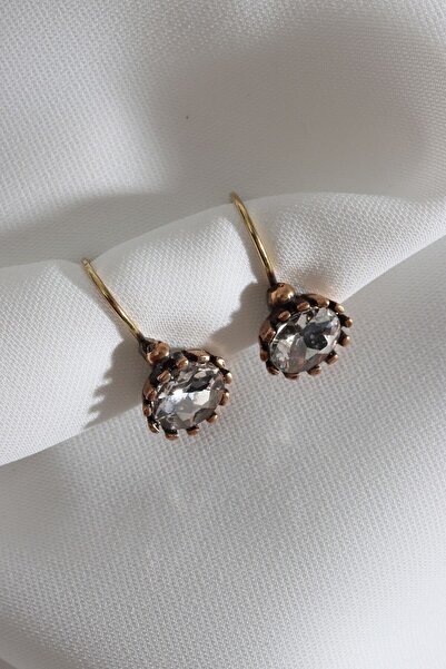 Süspüs Accessories Oval Beyaz Taşlı Otantik Küpe