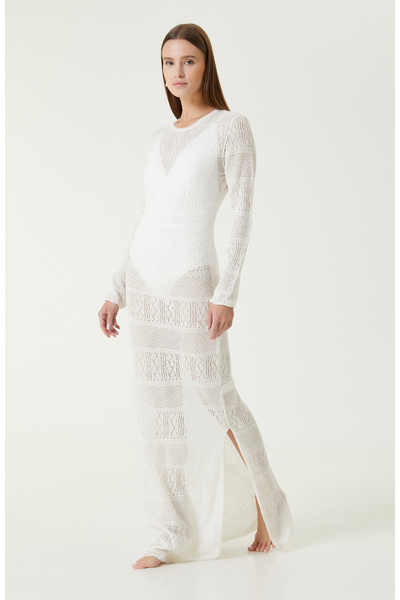 Network Beyaz Maksi Plaj Elbisesi