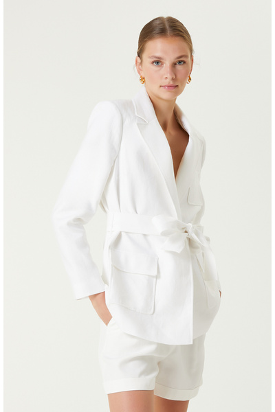 Network Beyaz Keten Ceket