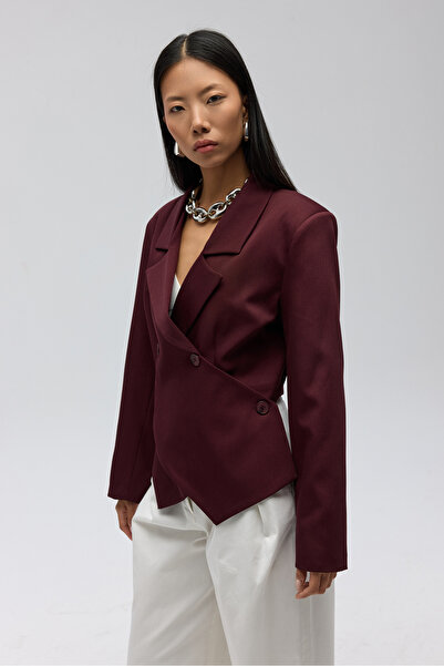 MAI STUDIOS CO. Norbury Üçgen Detay Bordo Blazer