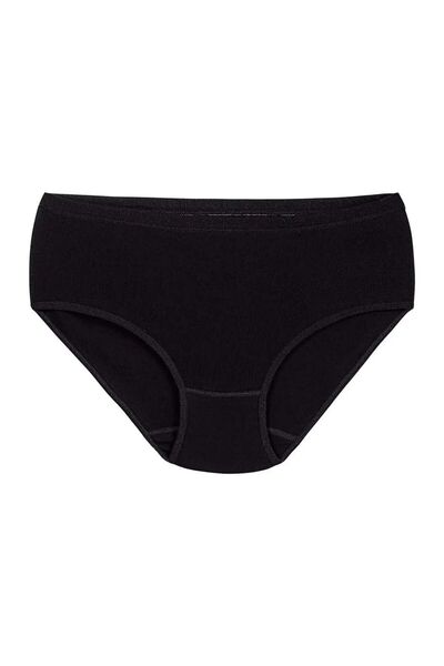 Yıldız İç Giyim Yıldız 3581 Chiloți confortabili pentru femei, mărime mare, negru, 100% bumbac, cu nervuri, talie înaltă, 3XL-4XL-5XL