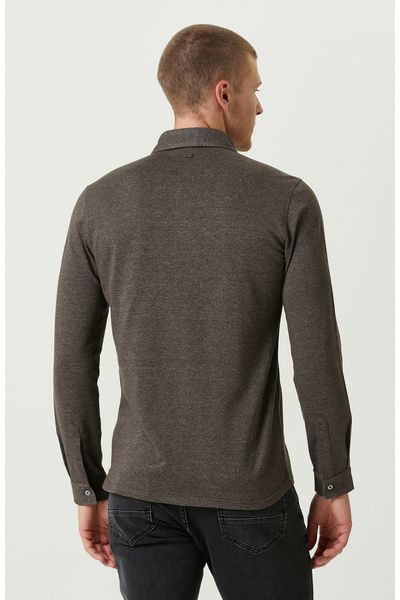 Network Örme Klasik Yaka Haki Gömlek