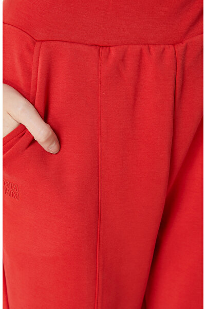 Network Dikiş Detaylı Lastik Paça Kırmızı Eşofman Altı