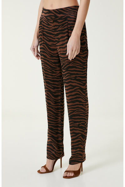 Network Kahverengi Zebra Desenli Pantolon
