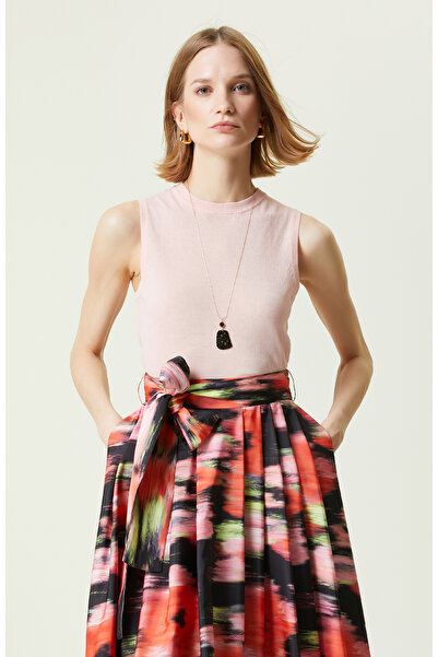 Network Açık Pembe Kolsuz Bisiklet Yaka Kazak