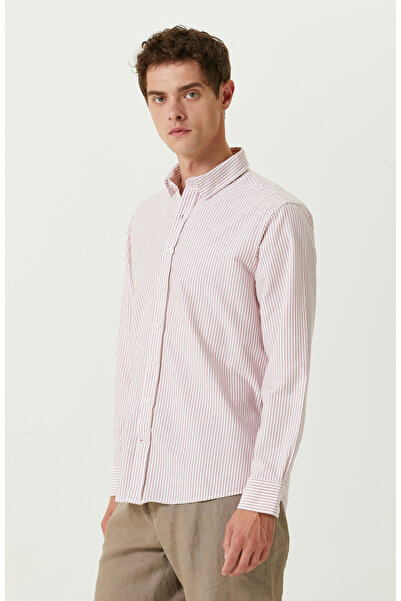 Network Pamuklu Kırmızı Beyaz Çizgili Gömlek