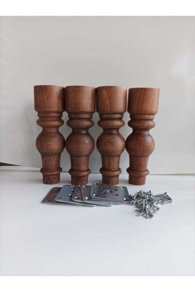 Dijital Bazar DİJİTAL BAZAR SÜMBÜL 17 CM CEVİZ 4 LÜ TORNA AYAK