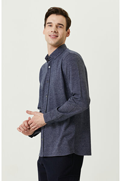 Network Örme Klasik Yaka İndigo Gömlek